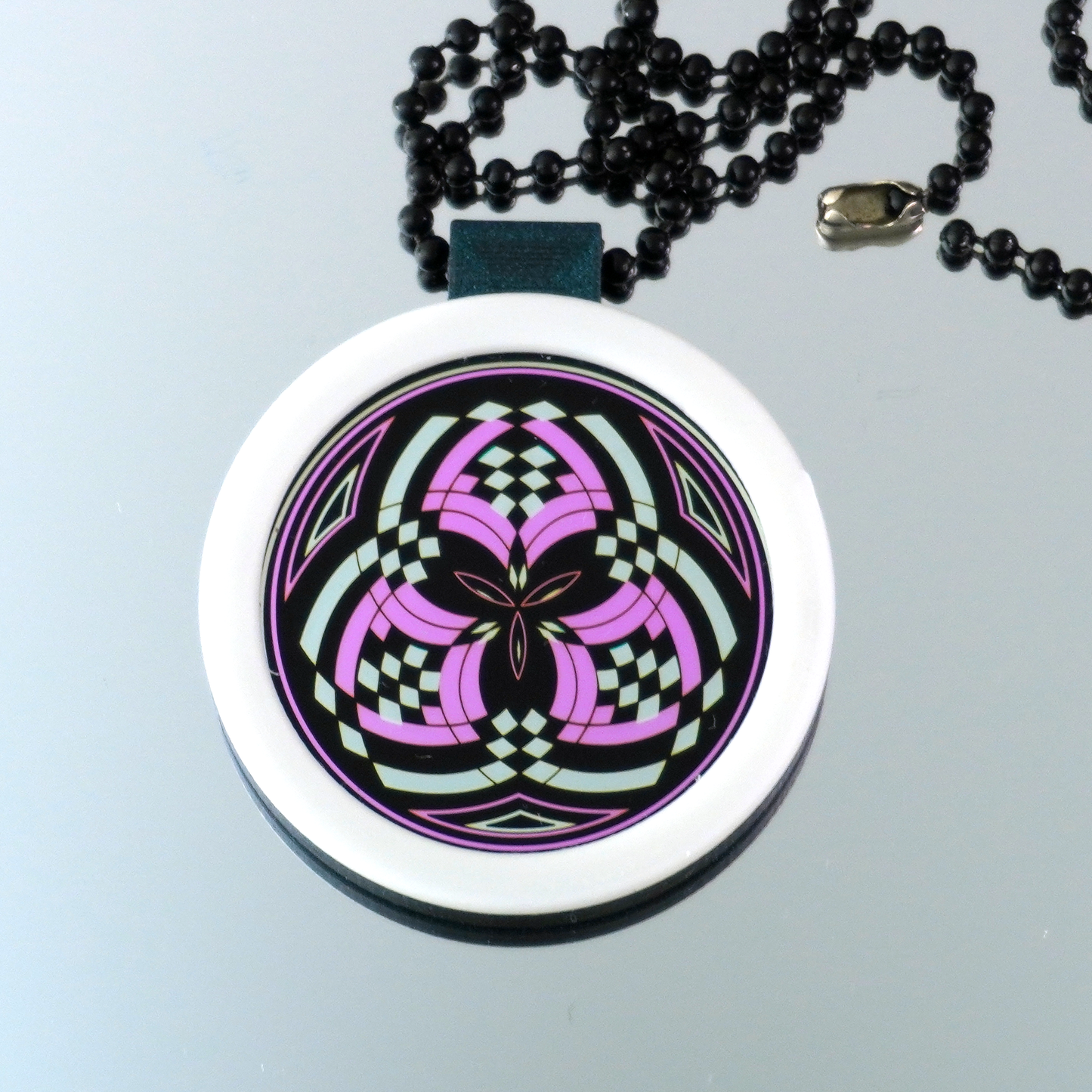 Pink over Silver Fillacello pendant V3