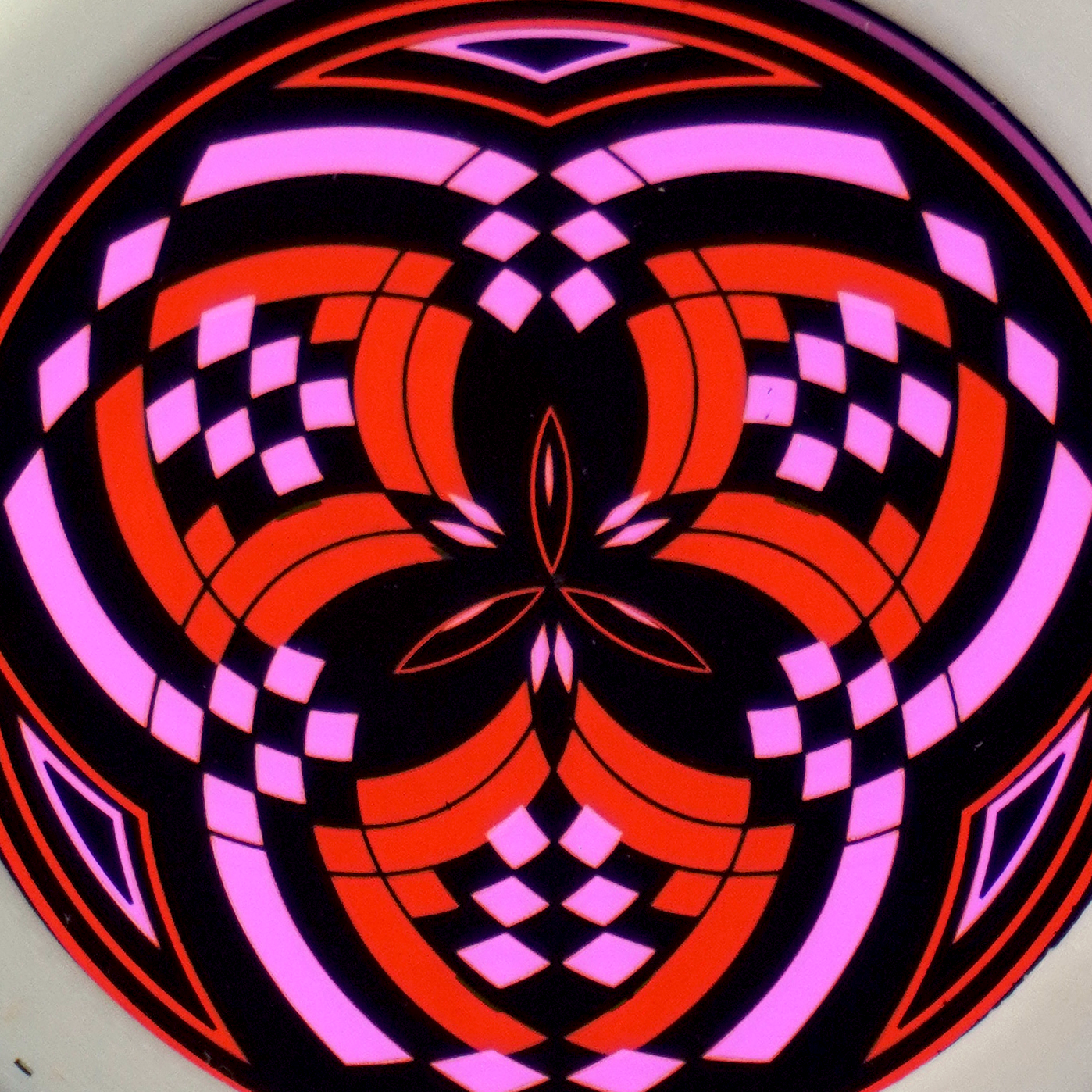 Pink over Red Reticello pendant V3