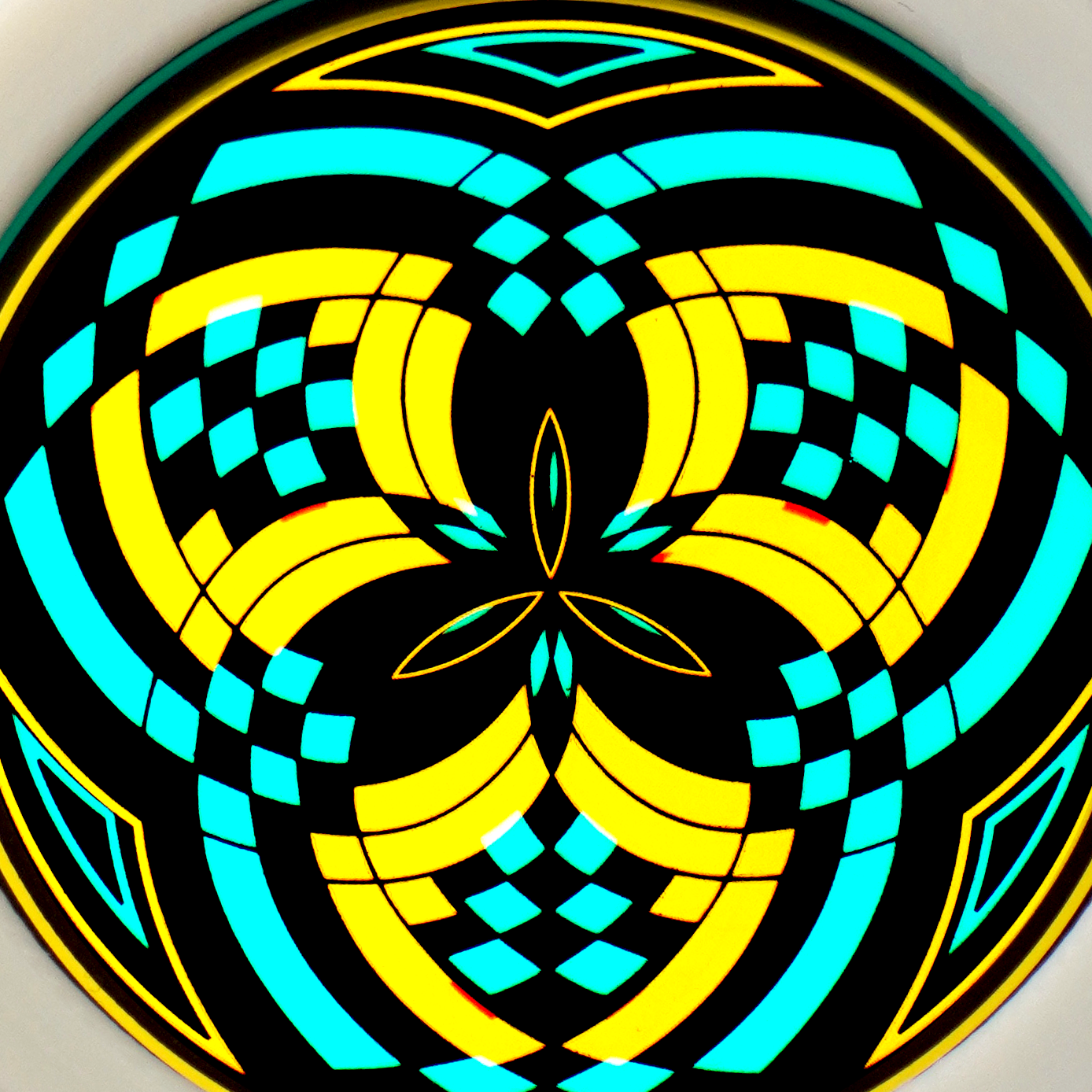 Teal over Gold Reticello pendant V3