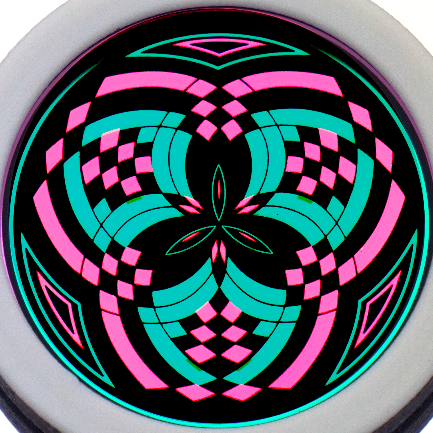Pink over Teal Reticello pendant V3