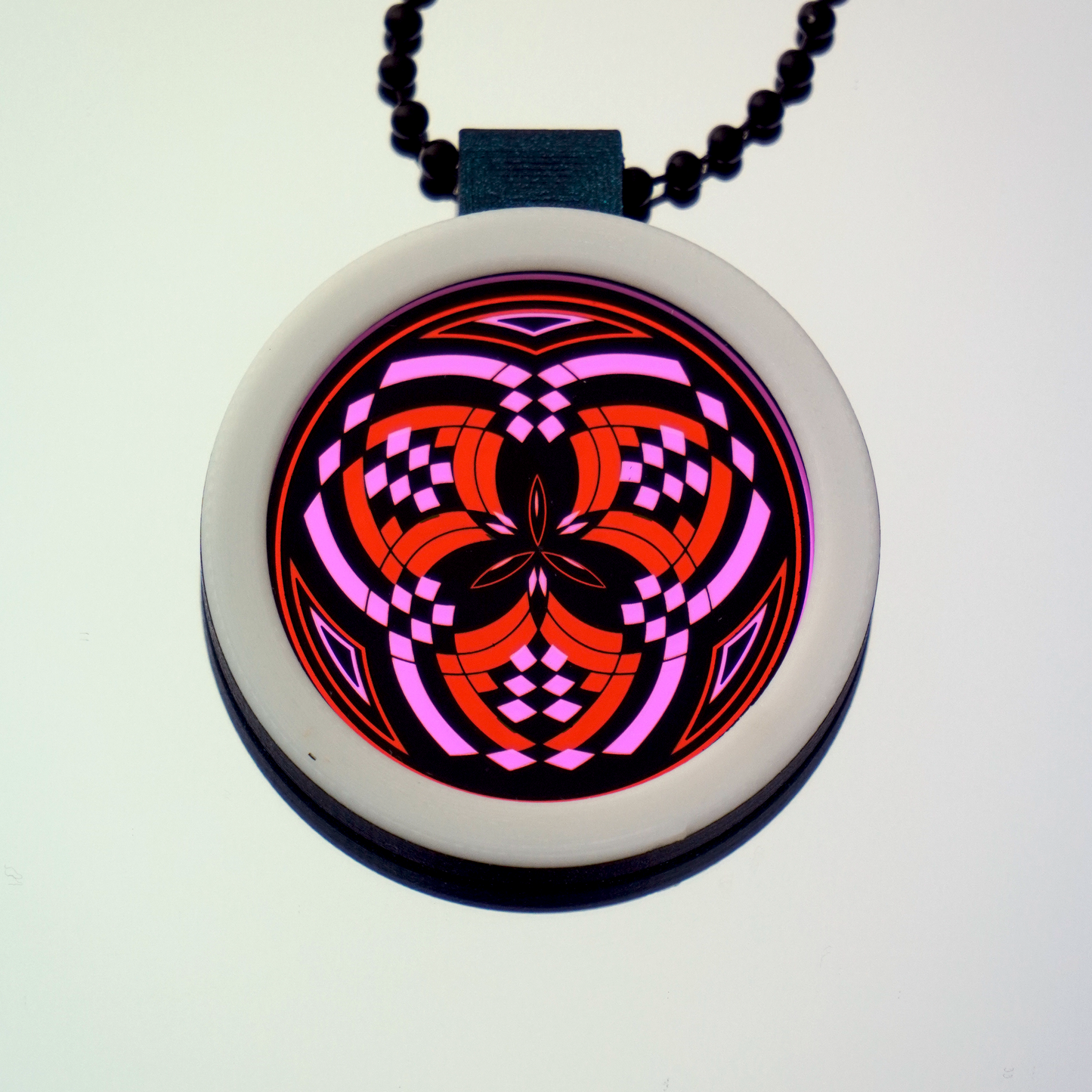 Pink over Red Reticello pendant V3