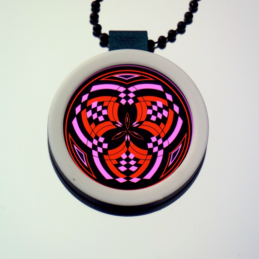 Pink over Red Reticello pendant V3