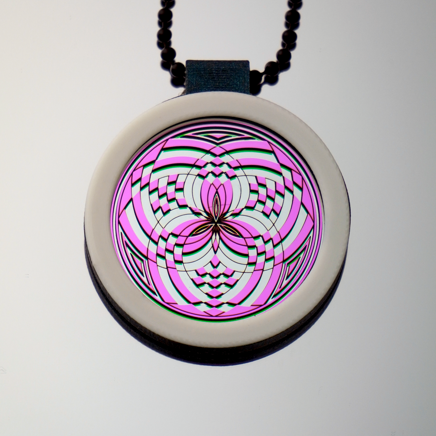 Pink over Silver Reticello pendant V1