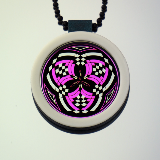 Silver over Pink Reticello pendant V3