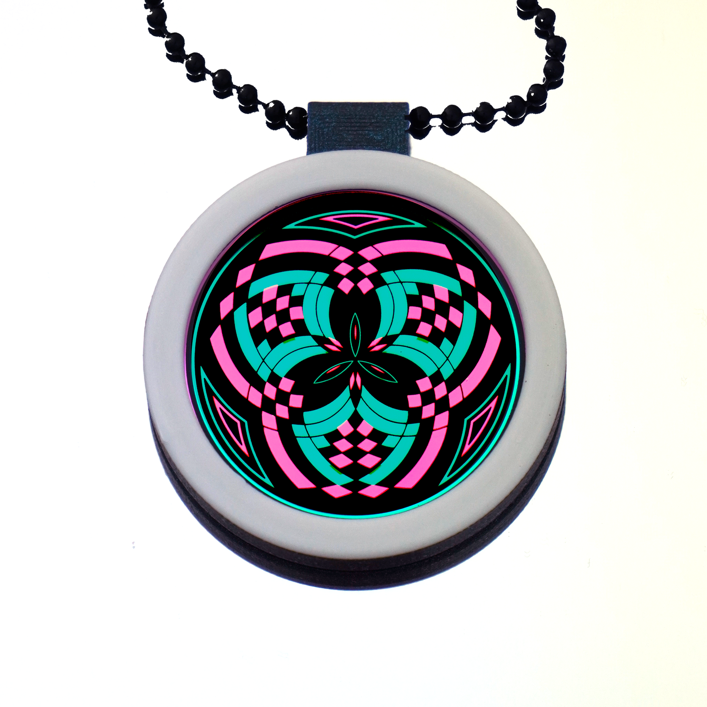 Pink over Teal Reticello pendant V3