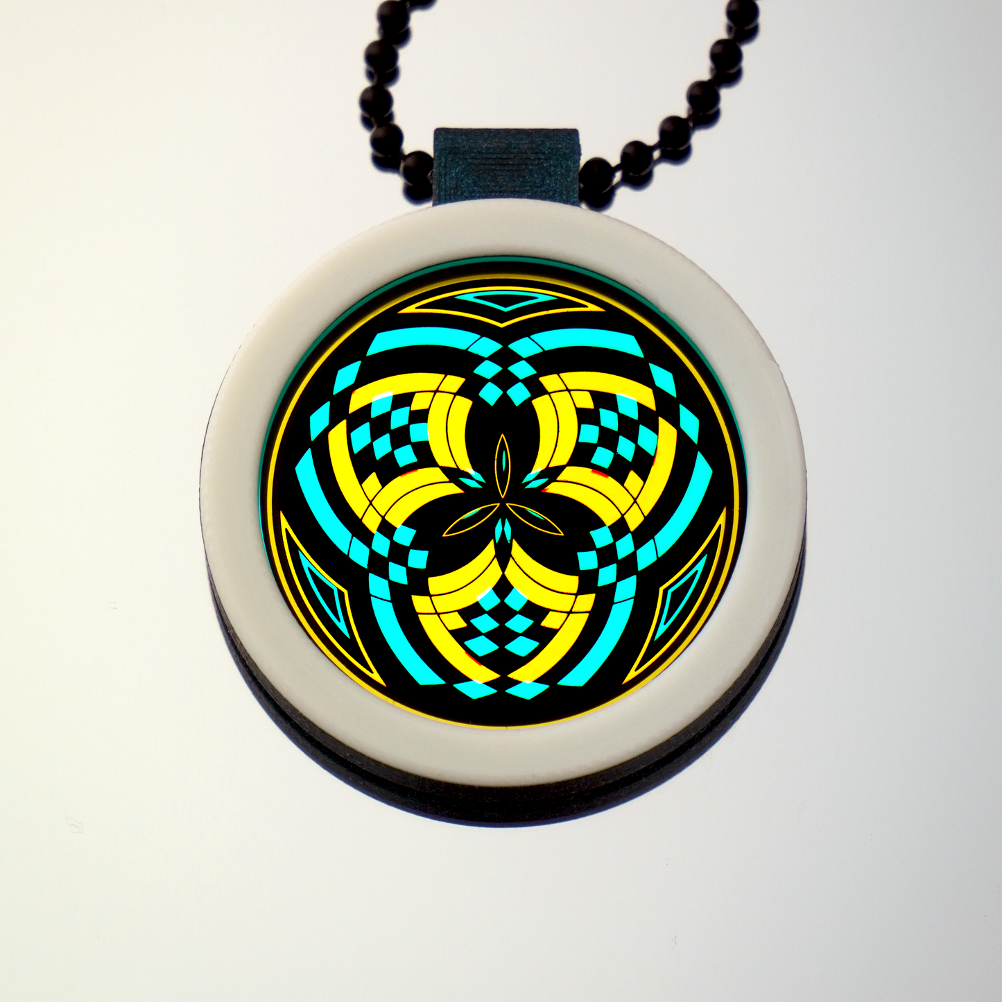 Teal over Gold Reticello pendant V3
