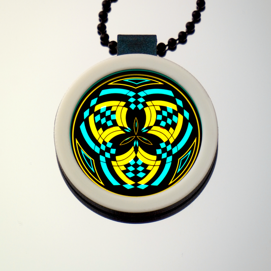Teal over Gold Reticello pendant V3