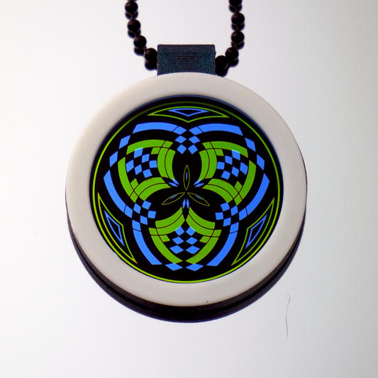 Purple over Emerald Reticello pendant V3