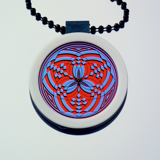Purple over Red Reticello pendant V1